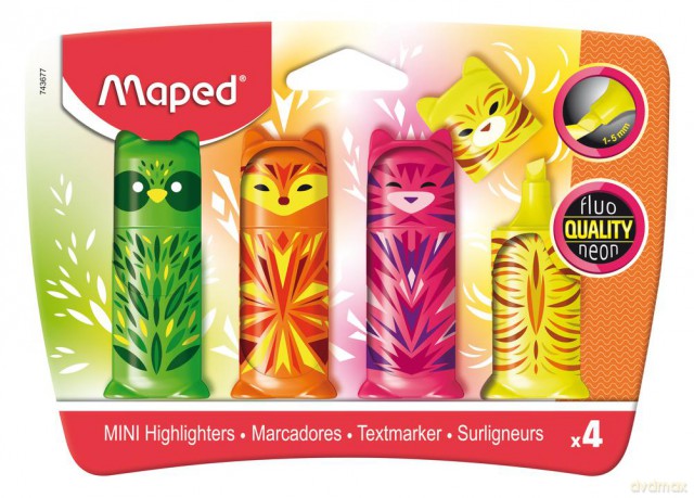 Zakreślacz fluo peps pocket mini friends mix Maped 4 kolory blister 743677