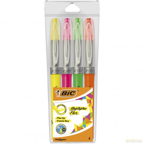 Zakreślacz Highlighter Flex mix AST BIC Etui 4szt