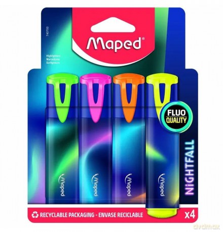 Zakreślacz Nightfall Maped 4 kolory blister