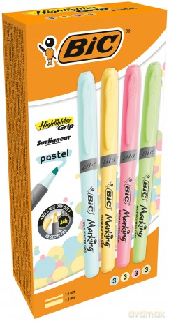 Zakreślacz pastel BIC Highlighter Grip mix 12 sztuk