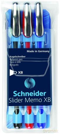 Zestaw 3 długopisów schneider slider memo xb