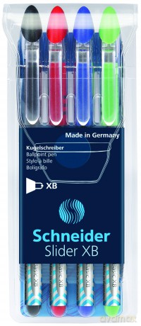 Zestaw 4 długopisów schneider slider basic xb