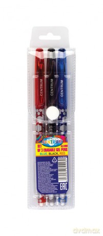 Zestaw długopisów żelowych zmazywalnych 0. 5mm trzy kolory 80446 Centrum