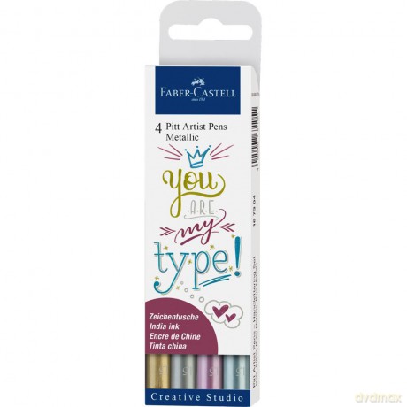 Zestaw Faber-Castell Pitt Artist Pen Handlettering 4 sztuki odcienie metaliczne