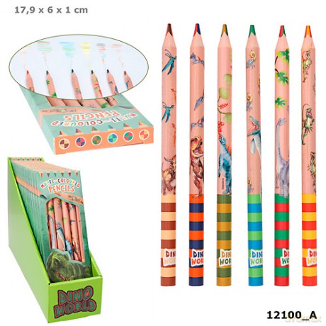 Zestaw kredek wielokolorowych Dino World 6 kolorów 12100A