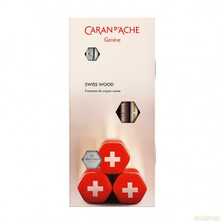 Zestaw ołówków CARAN D'ACHE SWISS WOOD HB 2szt + gumka i temperówka mix kolorów