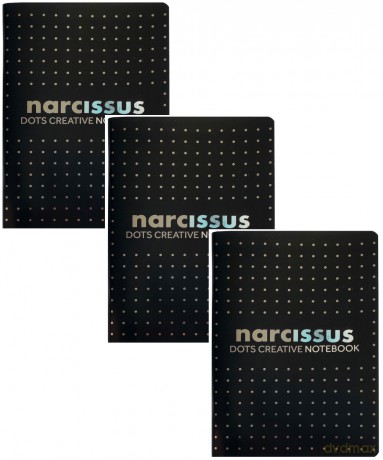 Zeszyt A5 56k kropki Narcissus czarny 3 sztuki