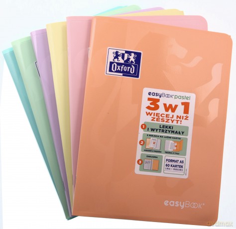 Zeszyt A5 60k linia Oxford PP easybook pastel mix pakiet 8 szt.