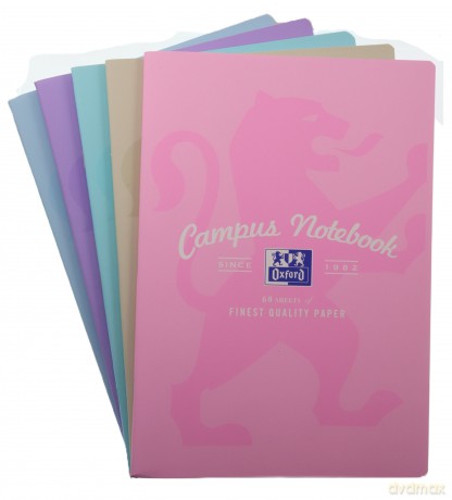 Zeszyt Oxford Campus A4 60k 90g K5x5m Pastel Kratka z Marginesem Pakiet 5 Sztuk
