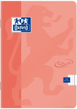 ZESZYT OXFORD TOUCH PASTEL A4 60K 90G K5M KORALOWY kratka z marginesem PAKIET 5 SZTUK