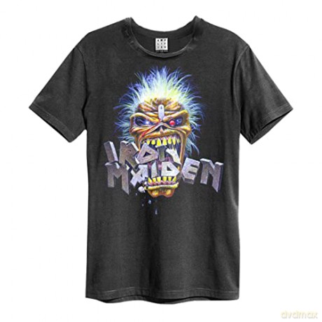Iron Maiden: Iron Maiden - Maiden Chomp Amplified Small Vintage Charcoal T Shirt