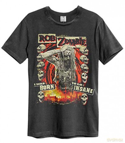 Rob Zombie: Rob Zombie - Born Insane Amplified Medium Vintage Charcoal T Shirt