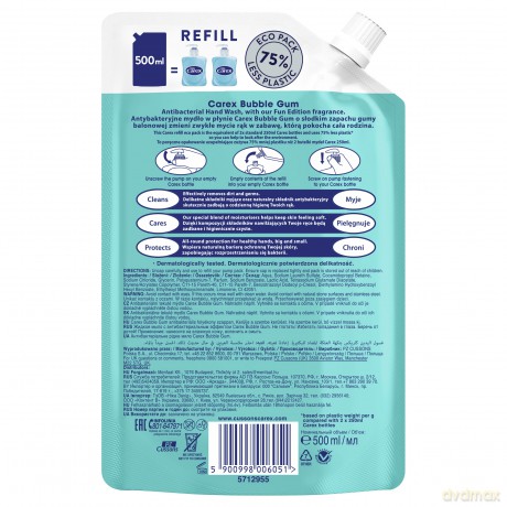 Carex Protect Mydło antybakteryjne w płynie Bubble Gum 500ml - zapas