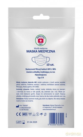 SILESIAN PHARMA Apteczka ABC Maska medyczna 3-warstwowa 1op.-10szt