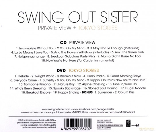 Swing Out Sister: Private View [CD]+[DVD]