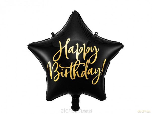 Balon foliowy PartyDeco Happy Birthday 40cm czarny