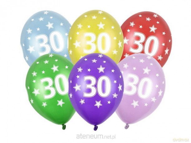 Balony 30th Birthday Metallic Mix 30cm 6 szt