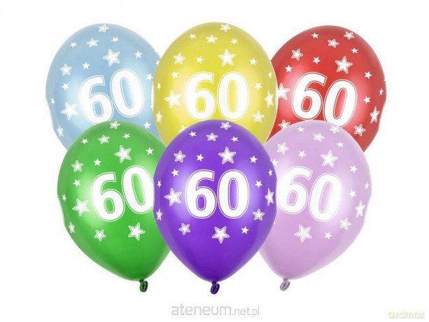 Balony 60th Birthday Metallic 30cm 6 szt