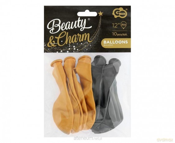 Balony Beauty&Charm metaliki złote i czarne 10 szt