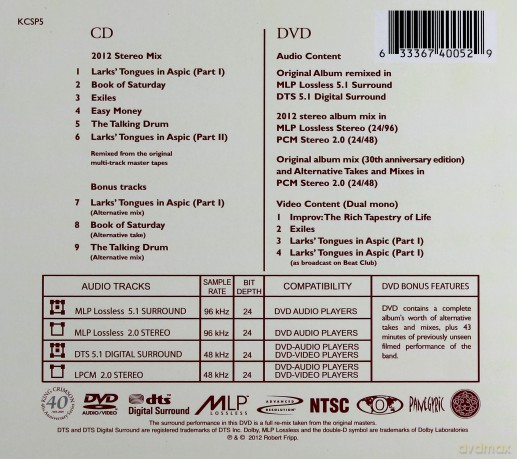 King Crimson: Larks Tongues In Aspic (40th anniversary edition) (digipack) [CD] + [DVD]