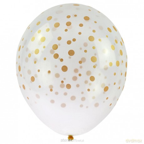 Balony transparentne z nadrukiem konfetti 30cm 5sz
