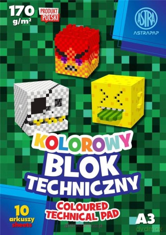 Blok kolorowy barwiony A3/10K 170g (10 szt)