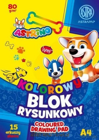 Blok kolorowy barwiony A4/15K 80g Astrino (10 szt)