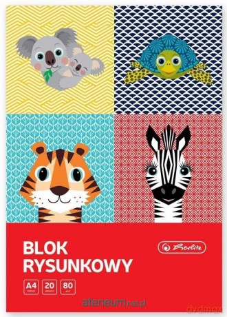 Blok rysunkowy A4/20K biały Cute Animals (10 szt)