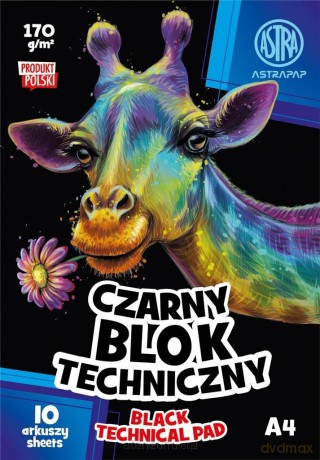 Blok techniczny A4/10K 170g Black (10 szt)