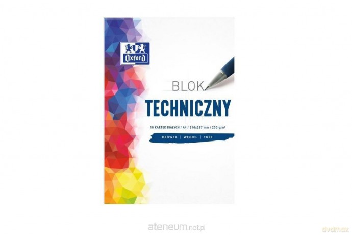 Blok techniczny A4/10K 250G biały (20 szt) OXFORD
