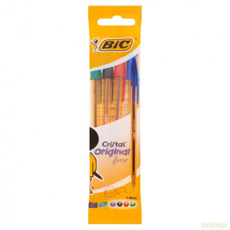 Długopis Cristal Original Fine mix AST Pouch 4 szt