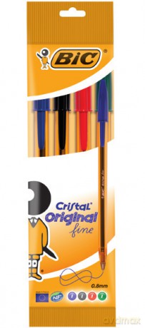 Długopis Cristal Original Fine mix AST Pouch 4 szt