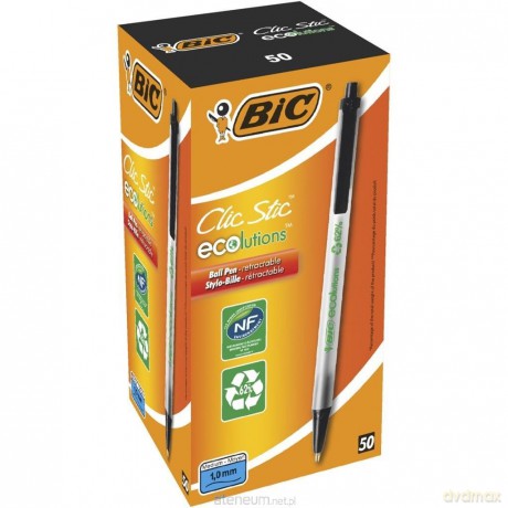 Długopis Ecolutions Clic Stic czarny (50 szt)