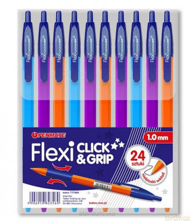 Długopis Flexi Click&Grip mix niebieski (24 szt)