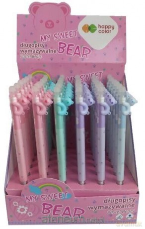 Długopis usuwalny Pastel Bears niebieski (36 szt)
