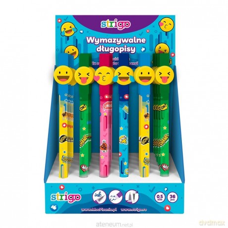 Długopis wymazywalny ze skuwką Emotki (36 szt)