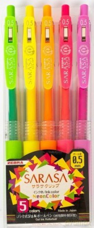 Długopis żelowy Sarasa Clip Neon 0,5mm 5 kolorów