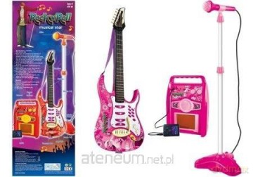 Gitara z mikrofonem różowa