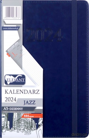 Kalendarz 2024 A5 dzienny Jazz granatowy [KALENDARZ]