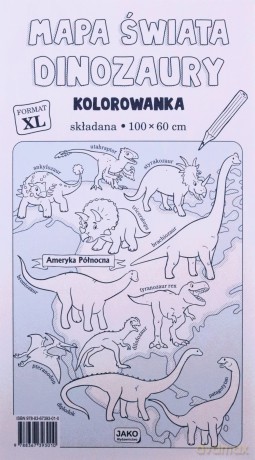 Mapa świata. Dinozaury. Kolorowanka XL [KSIĄŻKA]