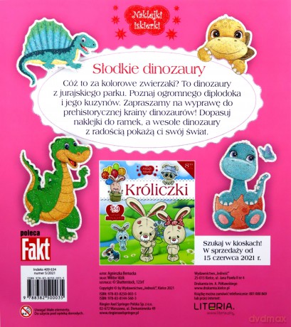 Naklejki IskierkiI brokatowe. Słodkie dinozaury [KSIĄŻKA]