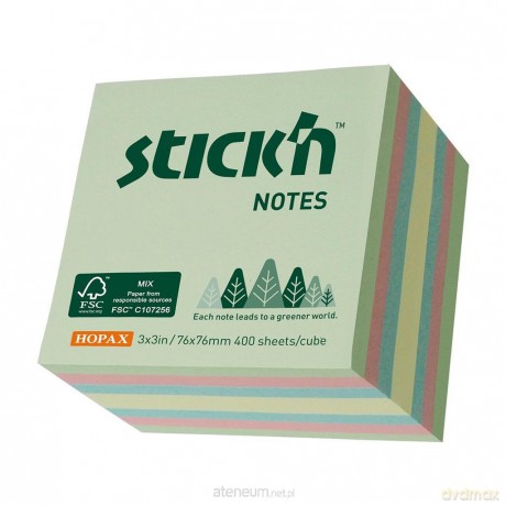Notes samoprzylepny 76x76mm 4 kolory pastel 400k.