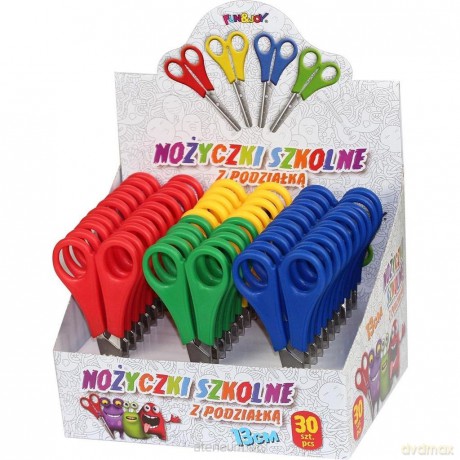 Nożyczki szkolne z podziałką 13cm (30 szt)