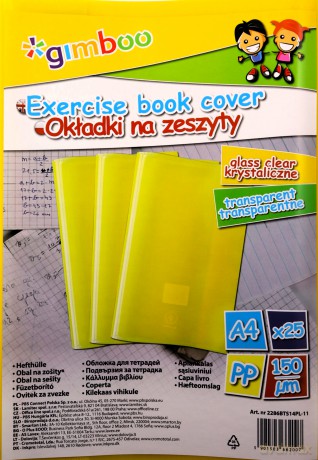 Okładka na zeszyt A4 krystal żółta (25 szt)