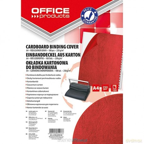 Okładki do bindowania A4 250gsm czerwone 100 szt