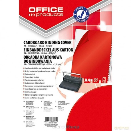 Okładki do bindowania A4 250gsm czerwone bł. 100 szt