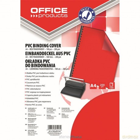 Okładki do bindowania A4 PCV 200mikr czerwone 100 szt