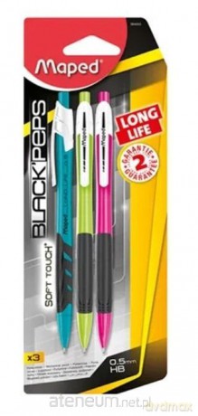 Ołówek aut. Blackpeps long life 0.5mm HB 3 szt