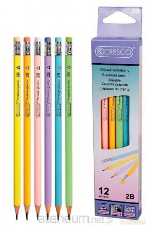 Ołówek trójkątny 2B z gumką Pastel