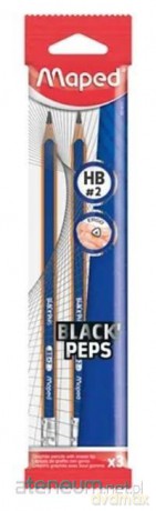 Ołówek z gumką Blackpeps blue HB 3 szt